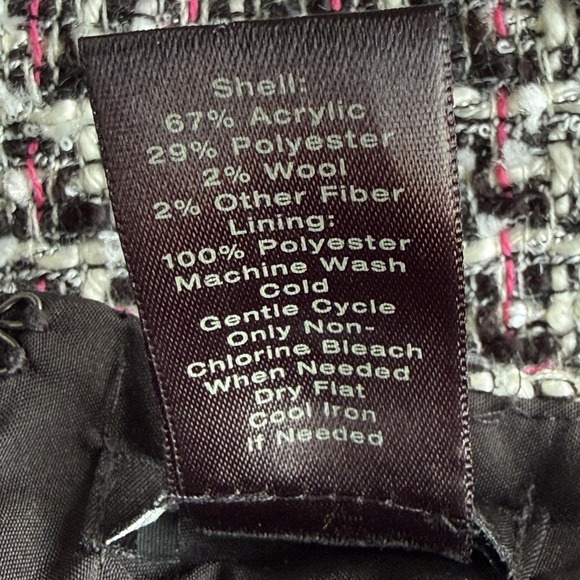 Ann Taylor Factory Skirt Women16 Black Pink Tweed Check Pencil Lined Career Work - Picture 8 of 10